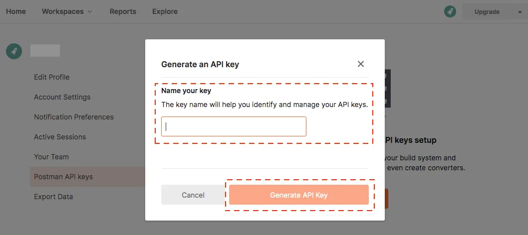 STEP 2 : 產生 Postman API key（圖 28）
