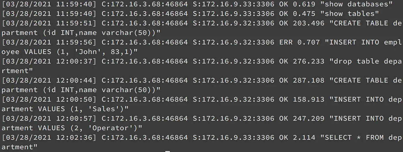 觀察 sql 運行的 log（圖 19）