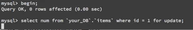 你會發現會進入等待的模式，要等 A 執行 commit 完成交易或是指令逾時才能繼續