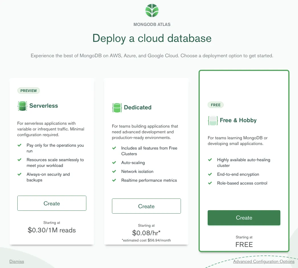 一、建立雲端 MongoDB(圖 10)