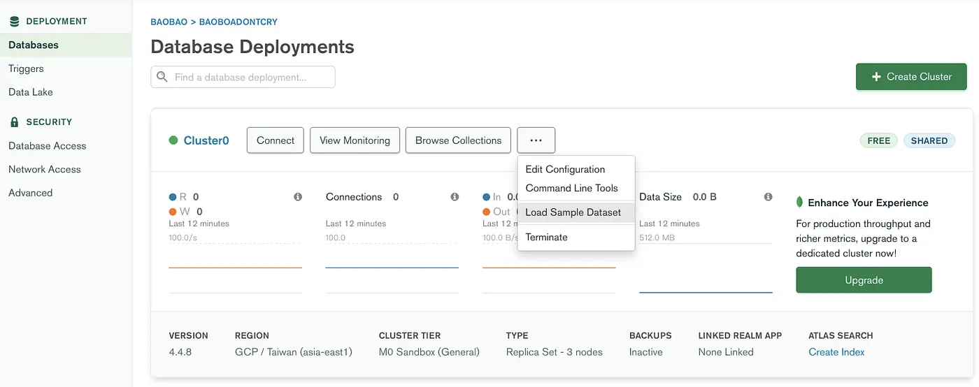 一、建立雲端 MongoDB(圖 16)