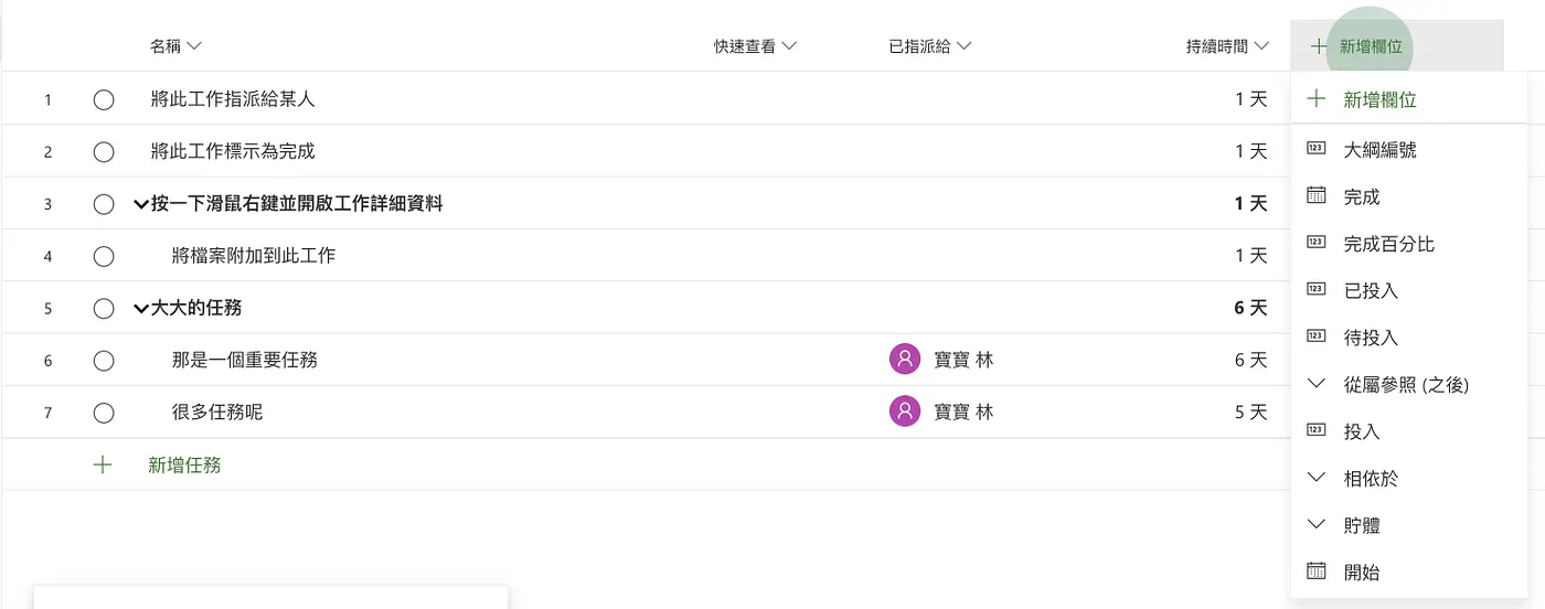 新增方便專案管理的欄位(圖 5)