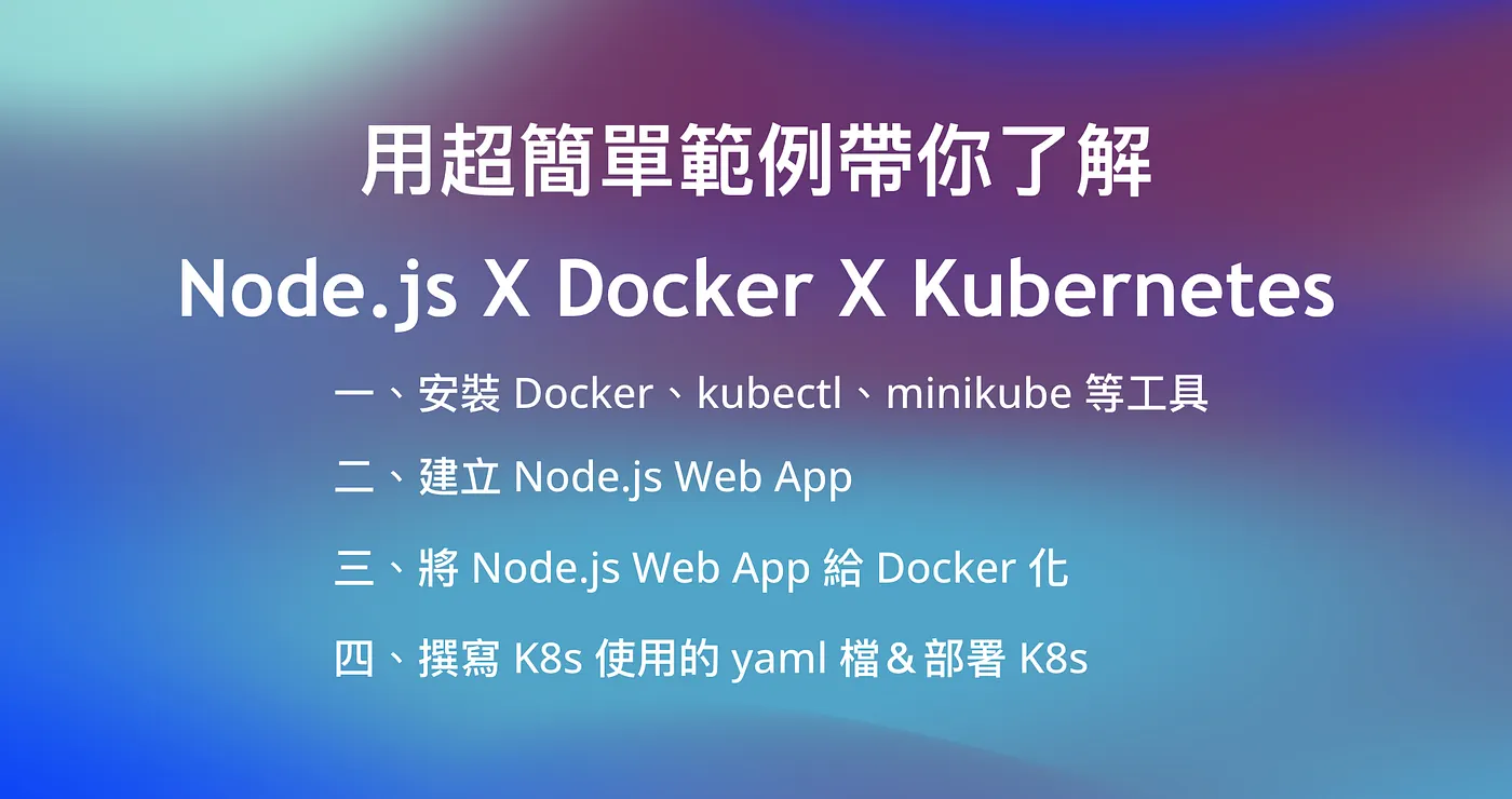 帶你將 Node.js Web App 給 Docker 化，並用 Kubernetes 部署的超簡單範例（圖 1）