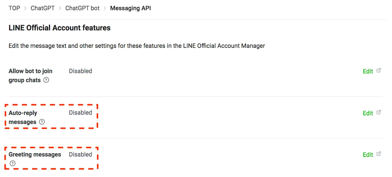 設定 Line 的 webhook（圖 13）