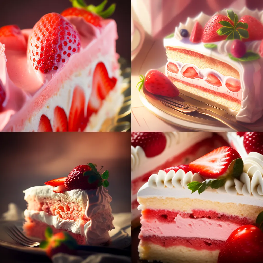 Strawberry Cake, closeup view, Soft light（草莓蛋糕、特寫鏡頭、柔光）