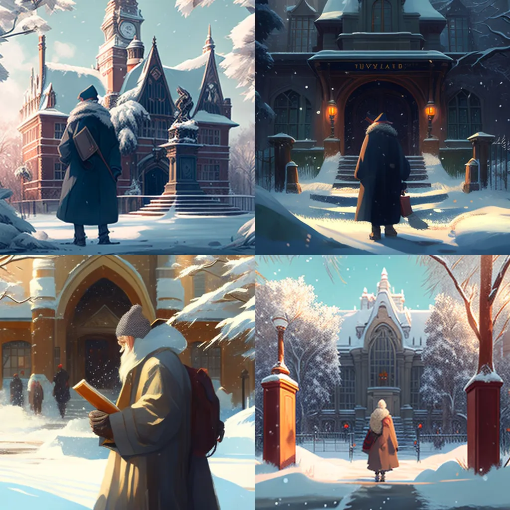 wizard, book, campus, Miyazaki Hayao, winter（巫師，書本，校園，宮崎駿，冬天）