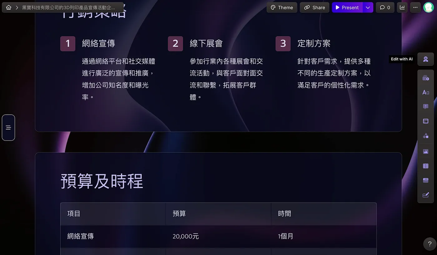 在右上角