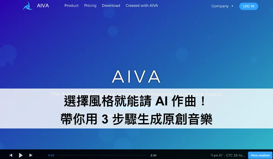 有興趣的朋友可以官網瀏覽產品資訊：https://www.aiva.ai/