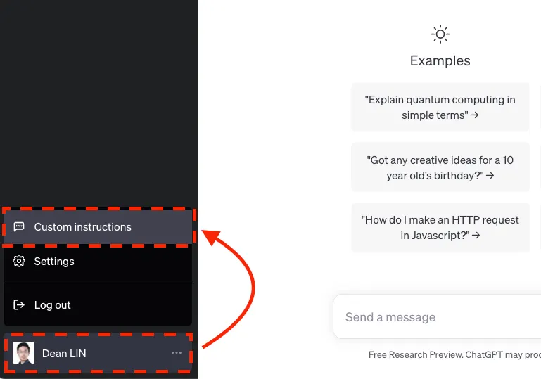 STEP 1：打開 Custom instructions 設定（圖 2）