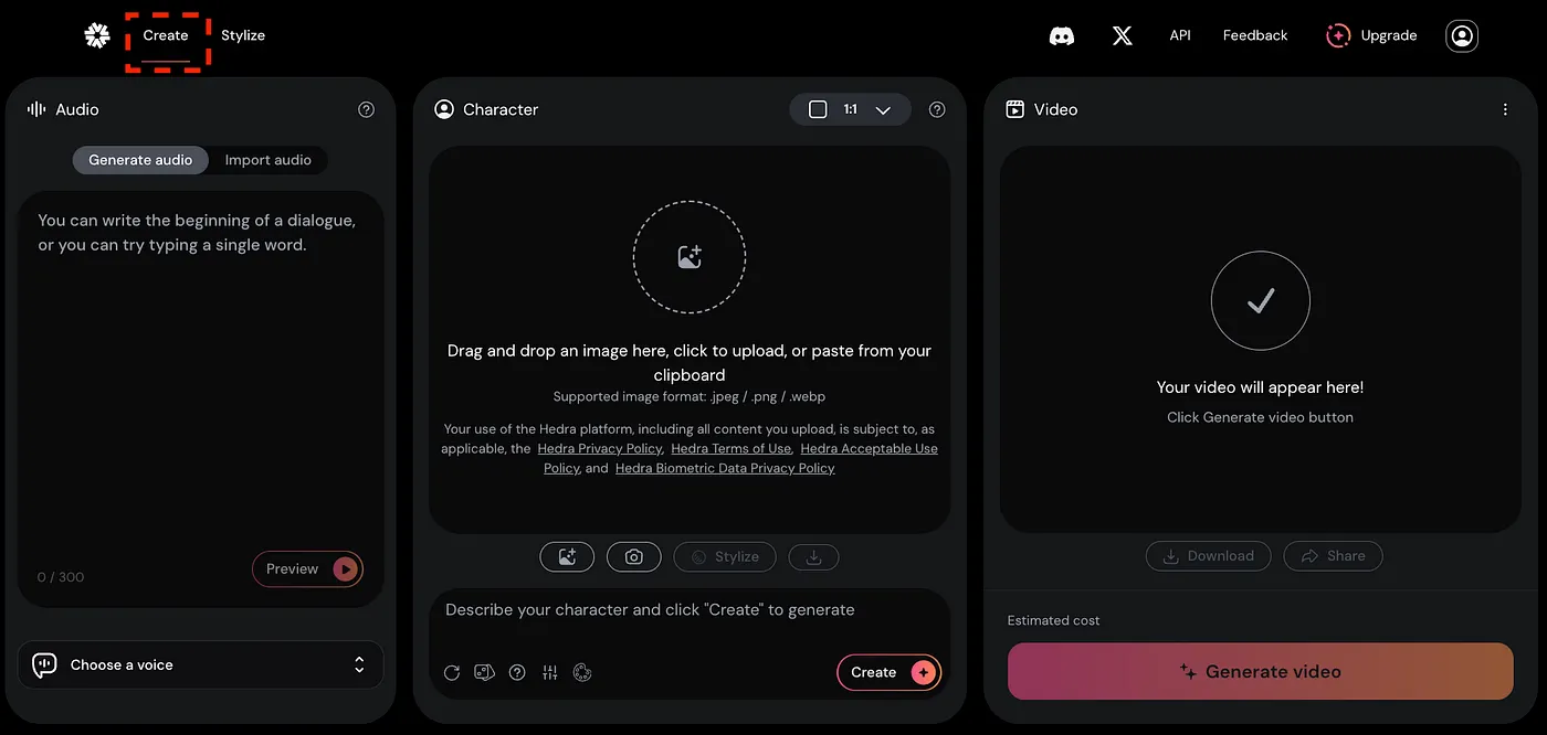 STEP 1：點擊上方的「Create」，進入操作介面（圖 3）