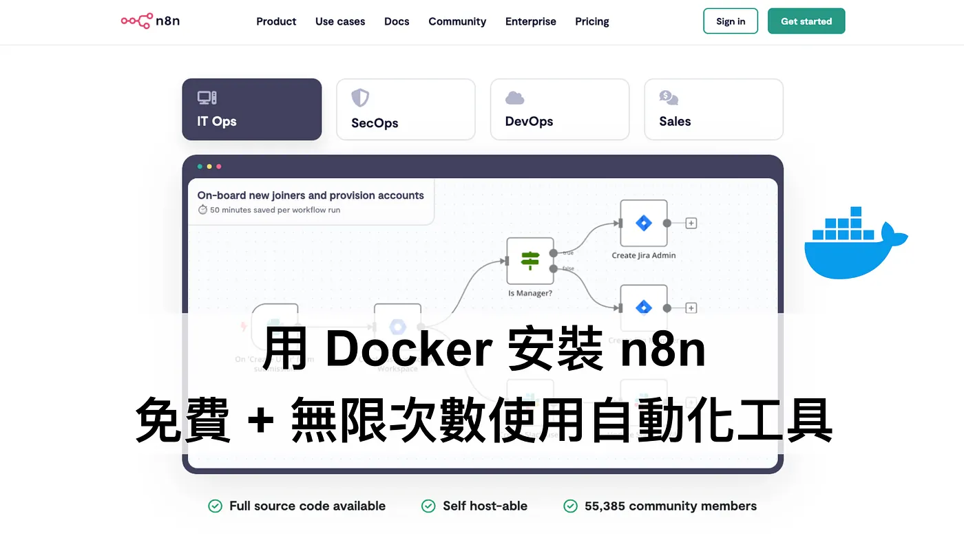 \[n8n 教學\]用 Docker 在 Local 建立免費 & 無限次數使用的自動化工具（圖 1）