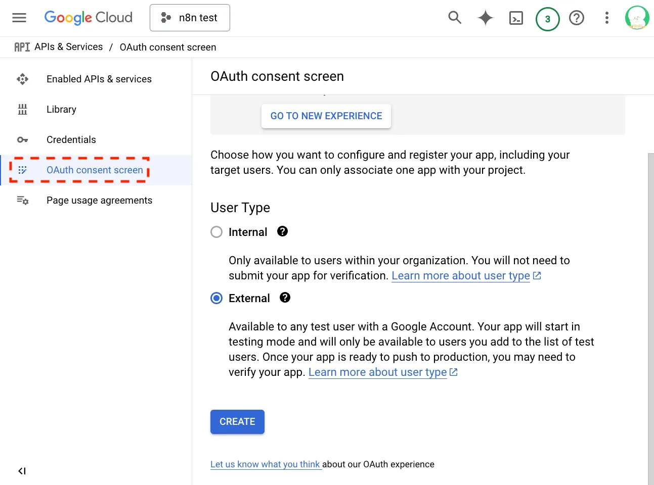建立 Google Sheets API 的 Credential（圖 17）