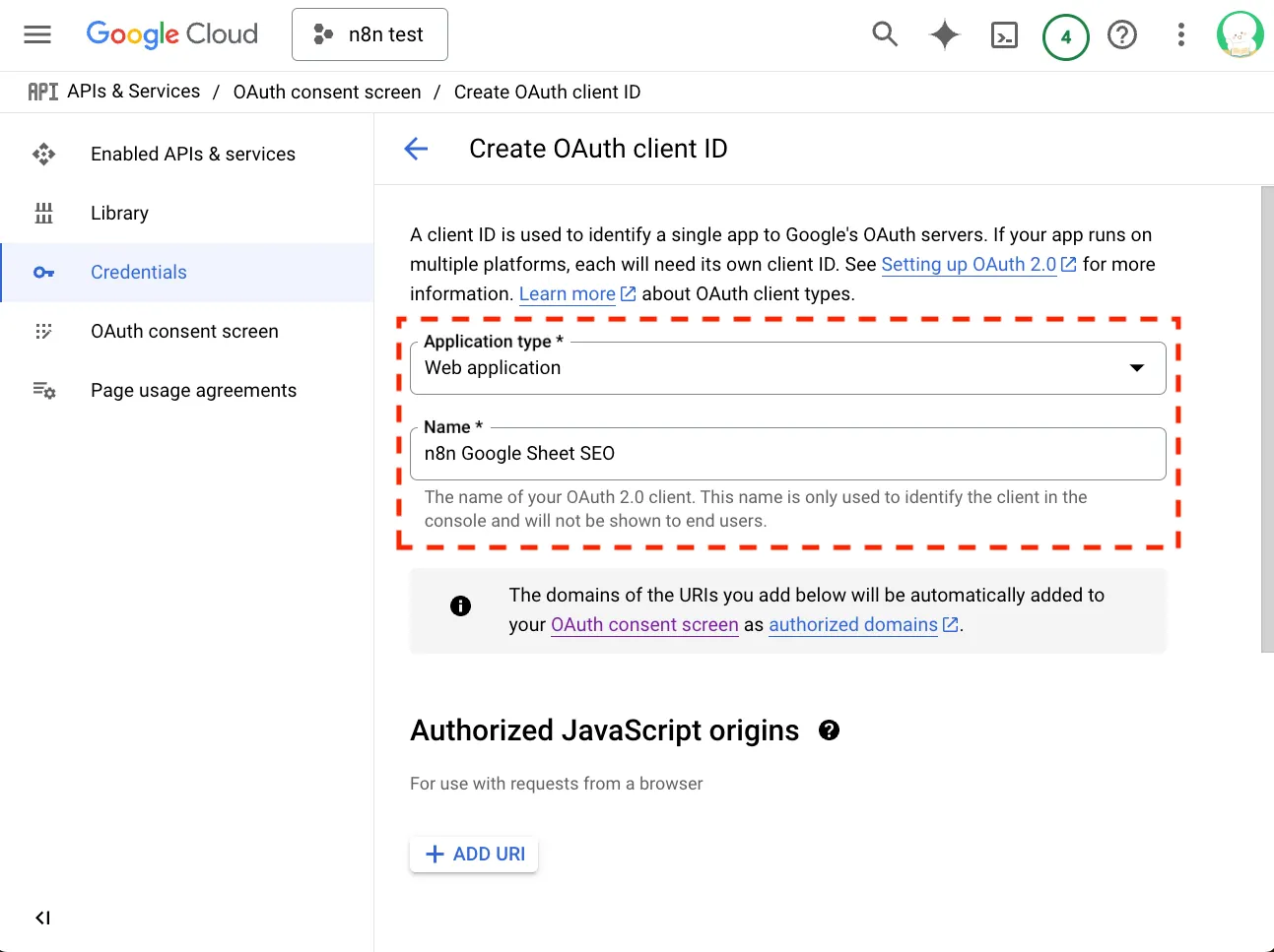 建立 Google Sheets API 的 Credential（圖 20）