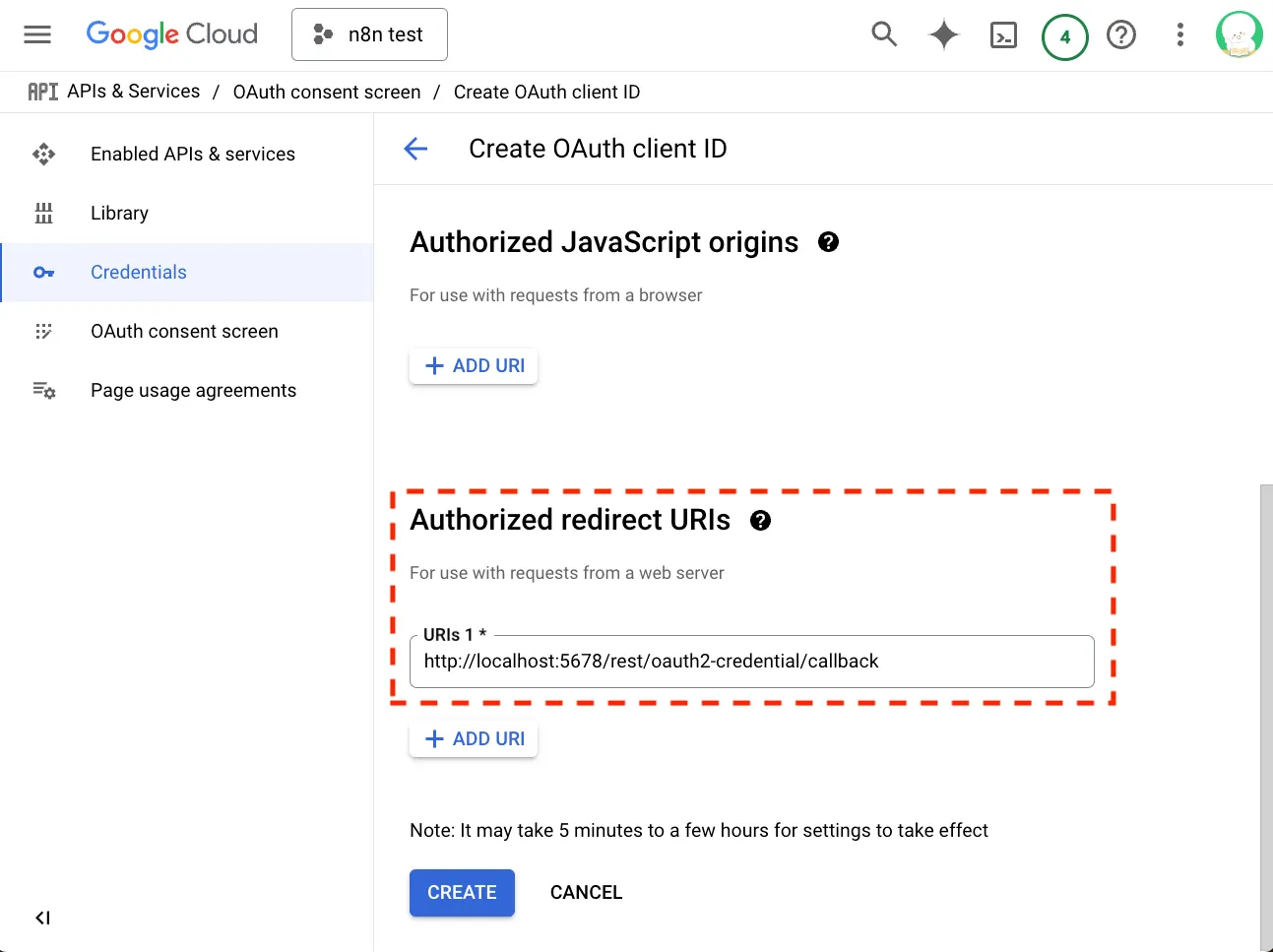 建立 Google Sheets API 的 Credential（圖 21）