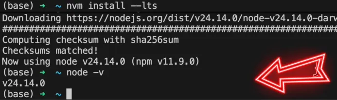 確認 Node.js 版本（圖 3）