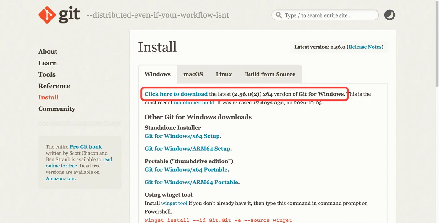 Windows 到 Git 官網下載安裝檔